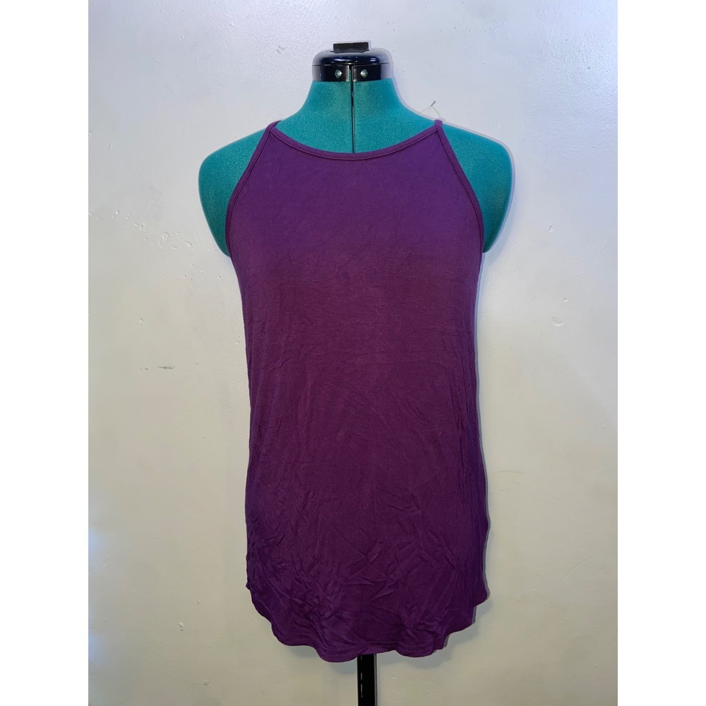 LouKeith Purple High Neck Halter Tank Top Sleeveless Cotton Blend Casual Capsule